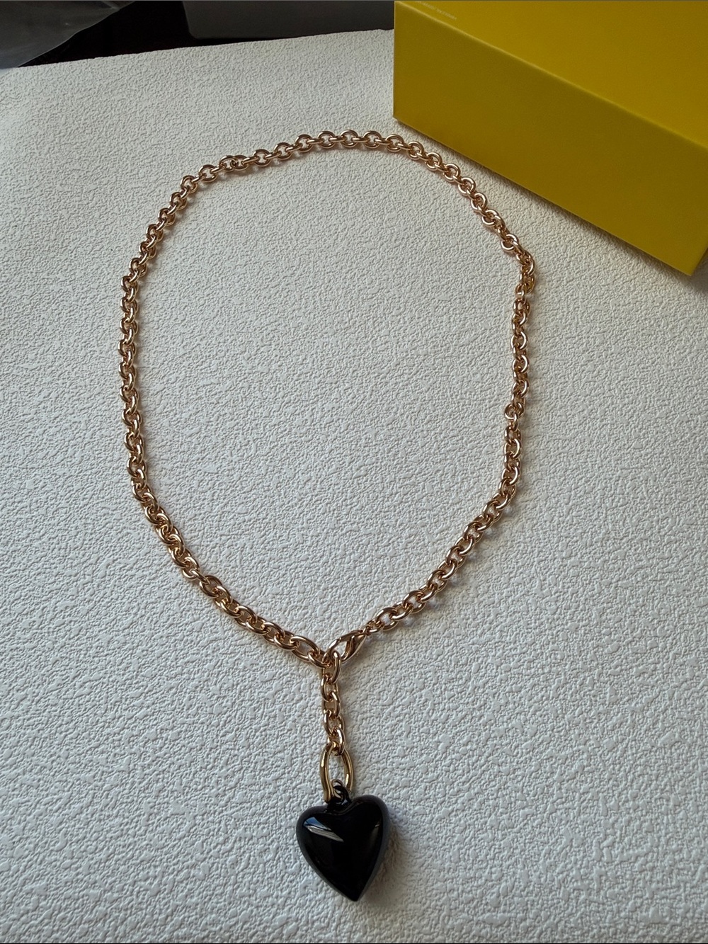 New Roxanne Assoulin small puffy heart Necklace with Black Heart Pendant